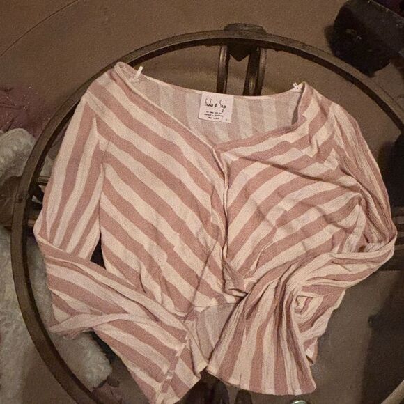 Sadie & Sage Blush and Cream Striped Top - Picture 1 of 3